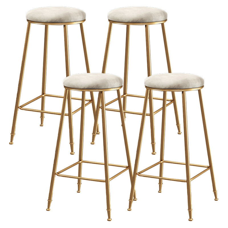 Contemporary Bar Stool Round Seat Barstool with Footrest and Metal Base White 4 Piece Set Bar Stool(30"H) Clearhalo 'Bar Furniture' 'Bar Stools' 'bar_stools' 'furn' 'furn_bar_stools' 'Furniture' 'Kitchen & Dining Furniture' 6095995