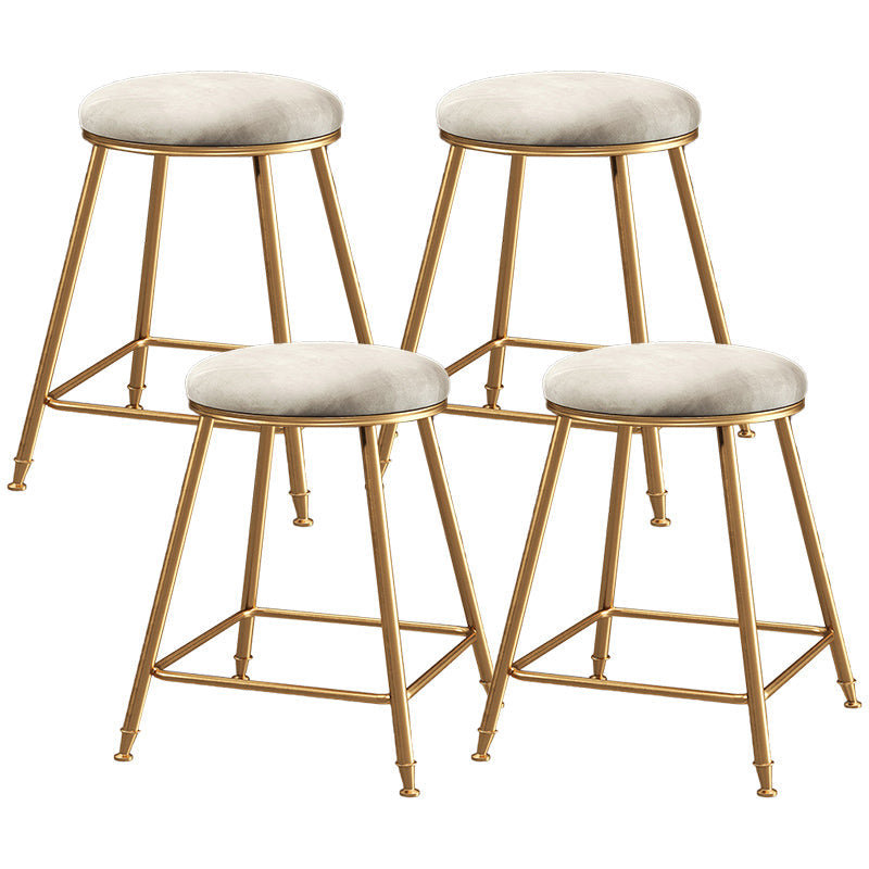 Contemporary Bar Stool Round Seat Barstool with Footrest and Metal Base White 4 Piece Set Short Stool(18"H) Clearhalo 'Bar Furniture' 'Bar Stools' 'bar_stools' 'furn' 'furn_bar_stools' 'Furniture' 'Kitchen & Dining Furniture' 6095997