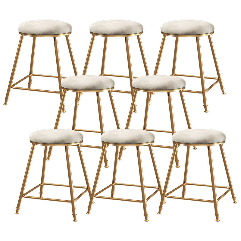 Contemporary Bar Stool Round Seat Barstool with Footrest and Metal Base White 8 Piece Set Short Stool(18"H) Clearhalo 'Bar Furniture' 'Bar Stools' 'bar_stools' 'furn' 'furn_bar_stools' 'Furniture' 'Kitchen & Dining Furniture' 6095998