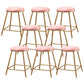 Contemporary Bar Stool Round Seat Barstool with Footrest and Metal Base Pink 8 Piece Set Short Stool(18"H) Clearhalo 'Bar Furniture' 'Bar Stools' 'bar_stools' 'furn' 'furn_bar_stools' 'Furniture' 'Kitchen & Dining Furniture' 6096004