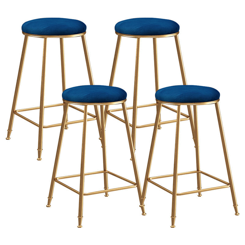 Contemporary Bar Stool Round Seat Barstool with Footrest and Metal Base Blue 4 Piece Set Counter Stool(26"H) Clearhalo 'Bar Furniture' 'Bar Stools' 'bar_stools' 'furn' 'furn_bar_stools' 'Furniture' 'Kitchen & Dining Furniture' 6096005