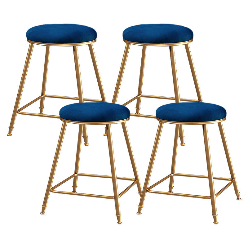 Contemporary Bar Stool Round Seat Barstool with Footrest and Metal Base Blue 4 Piece Set Short Stool(18"H) Clearhalo 'Bar Furniture' 'Bar Stools' 'bar_stools' 'furn' 'furn_bar_stools' 'Furniture' 'Kitchen & Dining Furniture' 6096009