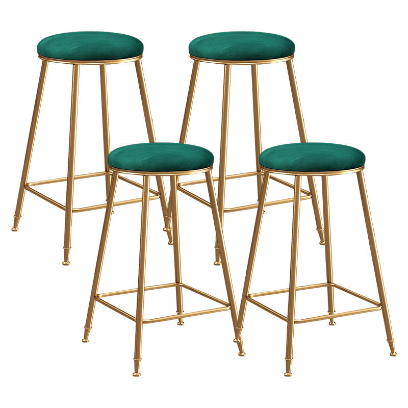 Contemporary Bar Stool Round Seat Barstool with Footrest and Metal Base Green 4 Piece Set Counter Stool(26"H) Clearhalo 'Bar Furniture' 'Bar Stools' 'bar_stools' 'furn' 'furn_bar_stools' 'Furniture' 'Kitchen & Dining Furniture' 6096011
