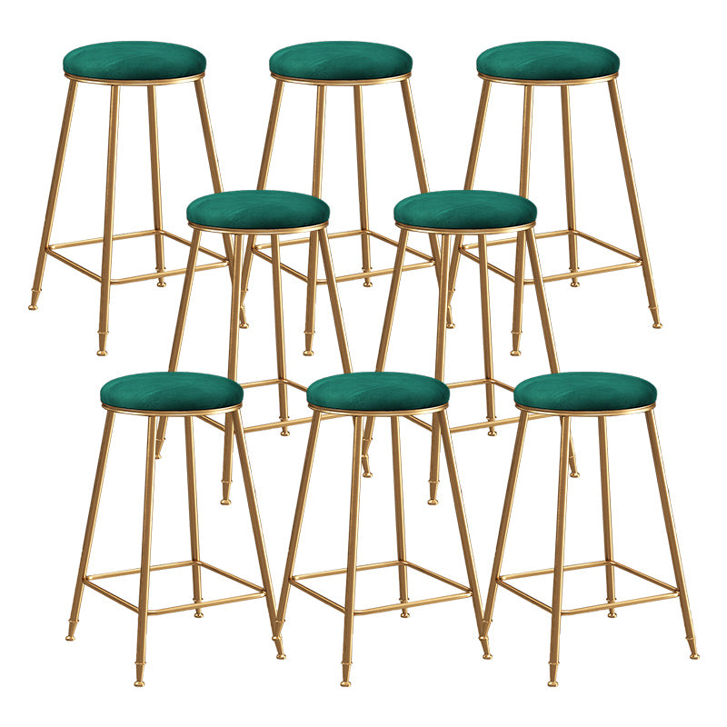 Contemporary Bar Stool Round Seat Barstool with Footrest and Metal Base Green 8 Piece Set Counter Stool(26"H) Clearhalo 'Bar Furniture' 'Bar Stools' 'bar_stools' 'furn' 'furn_bar_stools' 'Furniture' 'Kitchen & Dining Furniture' 6096012