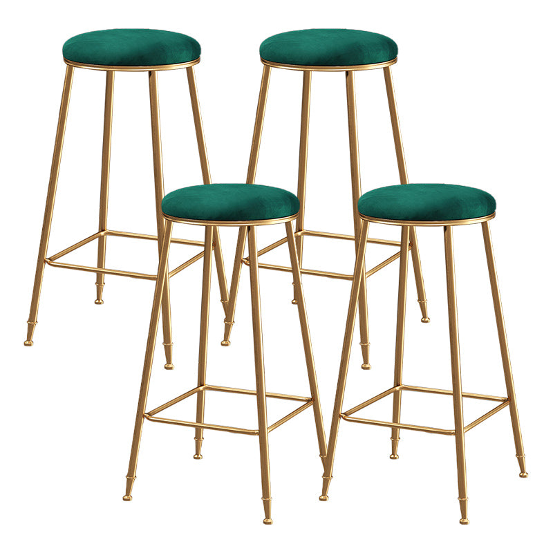 Contemporary Bar Stool Round Seat Barstool with Footrest and Metal Base Green 4 Piece Set Bar Stool(30"H) Clearhalo 'Bar Furniture' 'Bar Stools' 'bar_stools' 'furn' 'furn_bar_stools' 'Furniture' 'Kitchen & Dining Furniture' 6096013