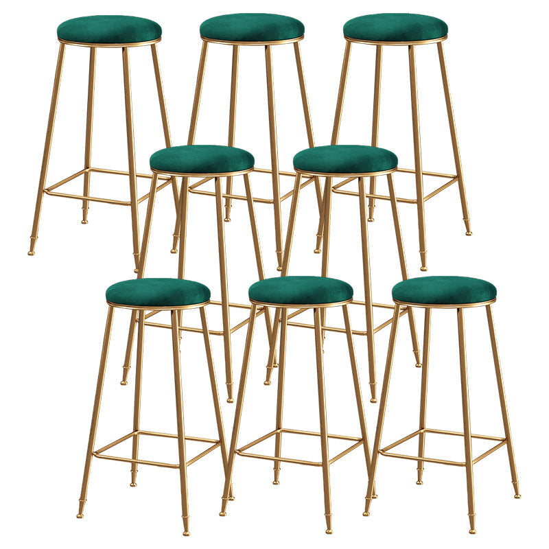 Contemporary Bar Stool Round Seat Barstool with Footrest and Metal Base Green 8 Piece Set Bar Stool(30"H) Clearhalo 'Bar Furniture' 'Bar Stools' 'bar_stools' 'furn' 'furn_bar_stools' 'Furniture' 'Kitchen & Dining Furniture' 6096014