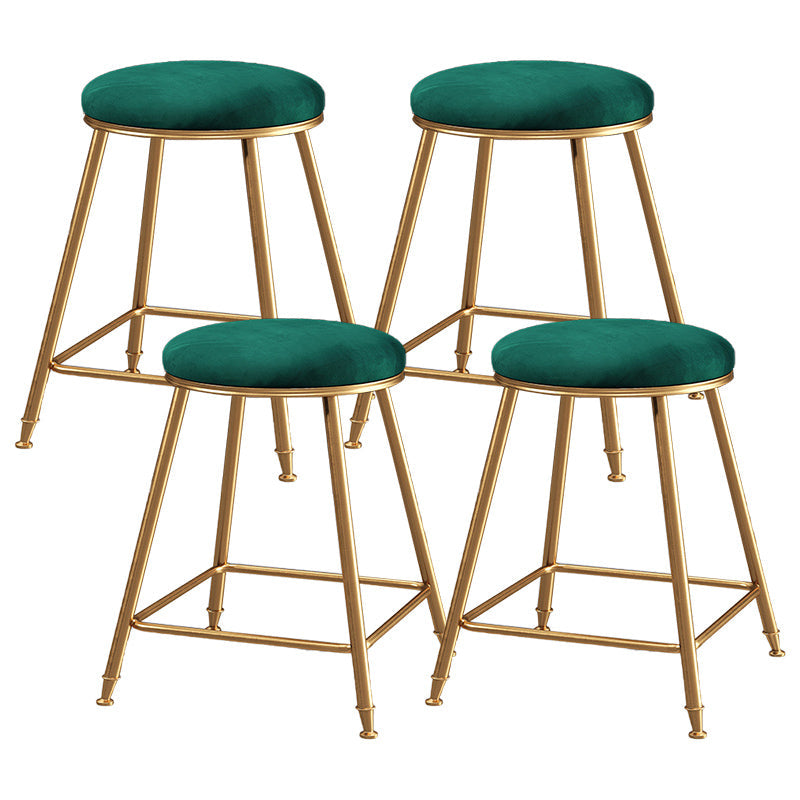 Contemporary Bar Stool Round Seat Barstool with Footrest and Metal Base Green 4 Piece Set Short Stool(18"H) Clearhalo 'Bar Furniture' 'Bar Stools' 'bar_stools' 'furn' 'furn_bar_stools' 'Furniture' 'Kitchen & Dining Furniture' 6096015