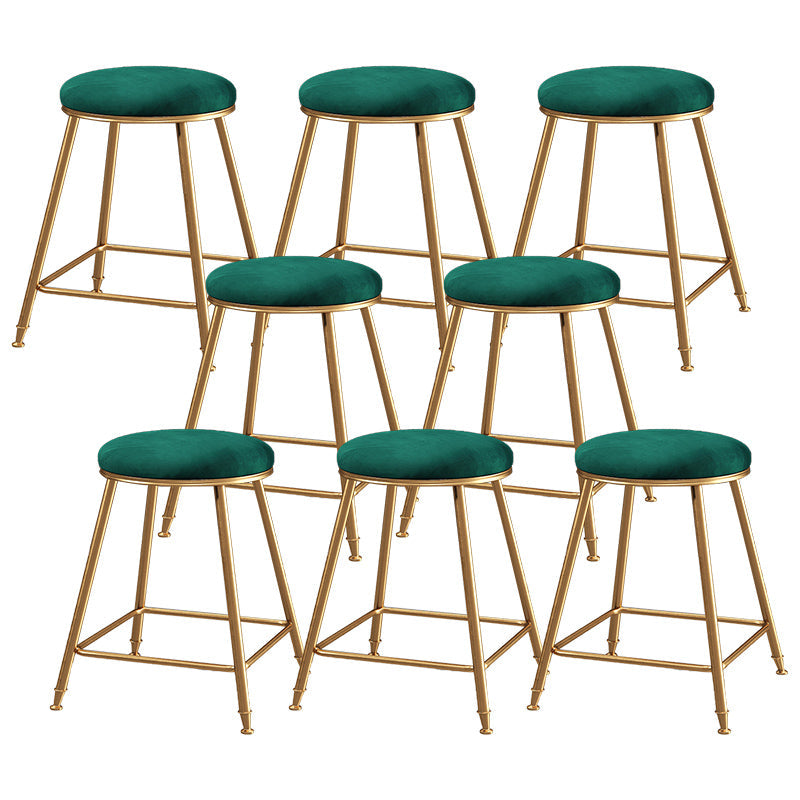 Contemporary Bar Stool Round Seat Barstool with Footrest and Metal Base Green 8 Piece Set Short Stool(18"H) Clearhalo 'Bar Furniture' 'Bar Stools' 'bar_stools' 'furn' 'furn_bar_stools' 'Furniture' 'Kitchen & Dining Furniture' 6096016
