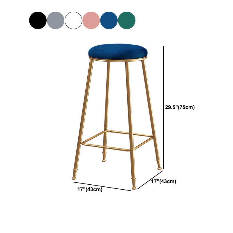 Contemporary Bar Stool Round Seat Barstool with Footrest and Metal Base Clearhalo 'Bar Furniture' 'Bar Stools' 'bar_stools' 'furn' 'furn_bar_stools' 'Furniture' 'Kitchen & Dining Furniture' 6096019