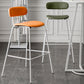 Industrial Iron Legs Bar Stool PU Leather Low Back Barstools for Living Room