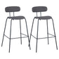 Industrial Iron Legs Bar Stool PU Leather Low Back Barstools for Living Room
