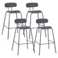 Industrial Iron Legs Bar Stool PU Leather Low Back Barstools for Living Room