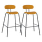 Industrial Iron Legs Bar Stool PU Leather Low Back Barstools for Living Room