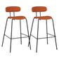 Industrial Iron Legs Bar Stool PU Leather Low Back Barstools for Living Room