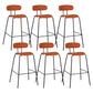 Industrial Iron Legs Bar Stool PU Leather Low Back Barstools for Living Room