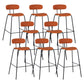 Industrial Iron Legs Bar Stool PU Leather Low Back Barstools for Living Room