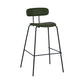 Industrial Iron Legs Bar Stool PU Leather Low Back Barstools for Living Room
