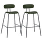 Industrial Iron Legs Bar Stool PU Leather Low Back Barstools for Living Room