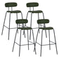 Industrial Iron Legs Bar Stool PU Leather Low Back Barstools for Living Room