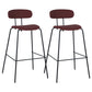 Industrial Iron Legs Bar Stool PU Leather Low Back Barstools for Living Room