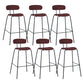 Industrial Iron Legs Bar Stool PU Leather Low Back Barstools for Living Room