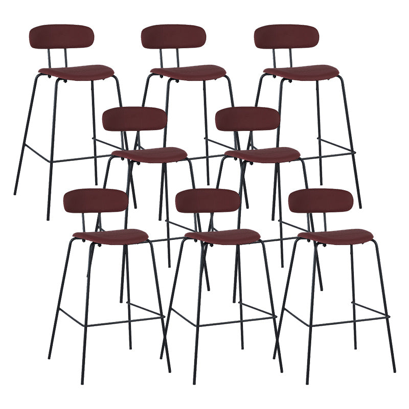 Industrial Iron Legs Bar Stool PU Leather Low Back Barstools for Living Room