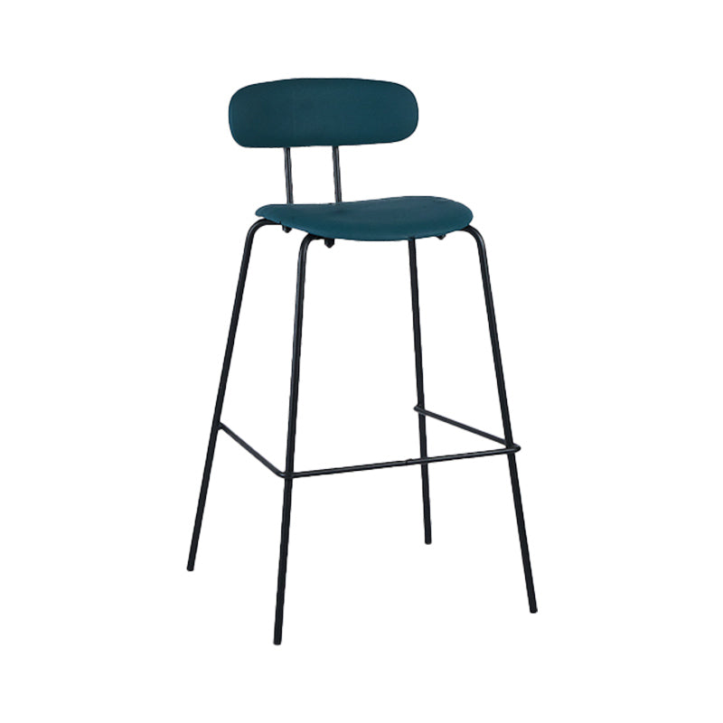 Industrial Iron Legs Bar Stool PU Leather Low Back Barstools for Living Room