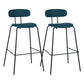 Industrial Iron Legs Bar Stool PU Leather Low Back Barstools for Living Room