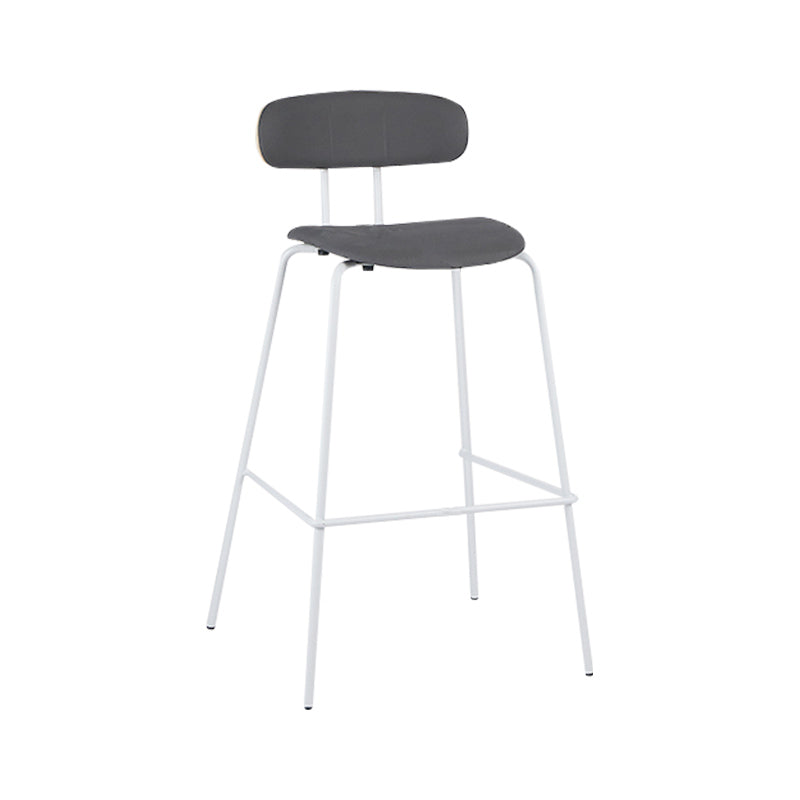 Industrial Iron Legs Bar Stool PU Leather Low Back Barstools for Living Room