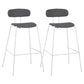 Industrial Iron Legs Bar Stool PU Leather Low Back Barstools for Living Room