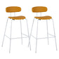 Industrial Iron Legs Bar Stool PU Leather Low Back Barstools for Living Room
