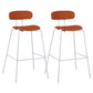 Industrial Iron Legs Bar Stool PU Leather Low Back Barstools for Living Room