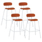 Industrial Iron Legs Bar Stool PU Leather Low Back Barstools for Living Room
