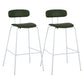 Industrial Iron Legs Bar Stool PU Leather Low Back Barstools for Living Room