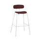 Industrial Iron Legs Bar Stool PU Leather Low Back Barstools for Living Room