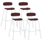 Industrial Iron Legs Bar Stool PU Leather Low Back Barstools for Living Room