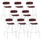Industrial Iron Legs Bar Stool PU Leather Low Back Barstools for Living Room