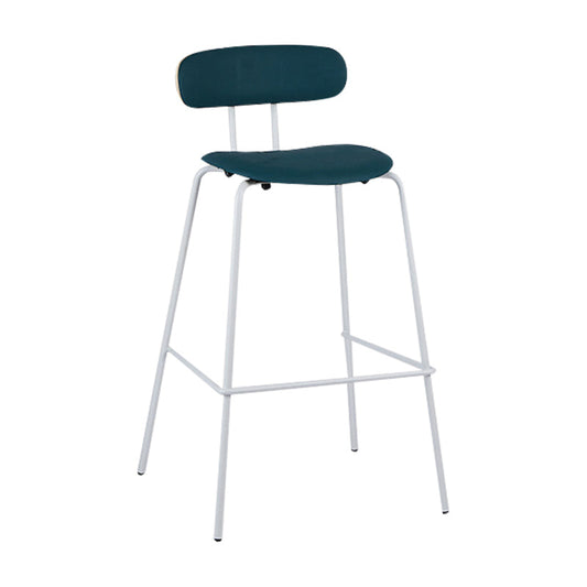 Industrial Iron Legs Bar Stool PU Leather Low Back Barstools for Living Room Blackish Green White 1 Piece