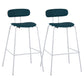Industrial Iron Legs Bar Stool PU Leather Low Back Barstools for Living Room