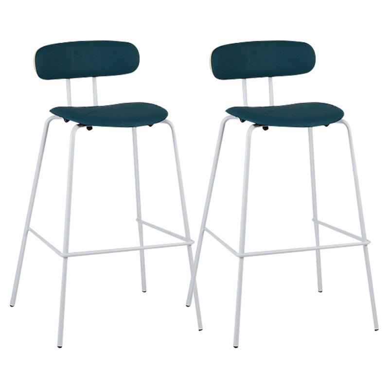 Industrial Iron Legs Bar Stool PU Leather Low Back Barstools for Living Room
