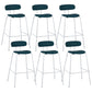 Industrial Iron Legs Bar Stool PU Leather Low Back Barstools for Living Room