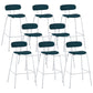 Industrial Iron Legs Bar Stool PU Leather Low Back Barstools for Living Room
