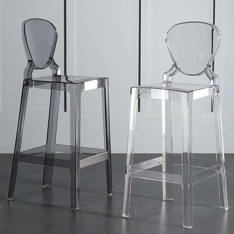 Footrest Furniture Modern Style Plastic Low Back Counter Stool with 4 Legs