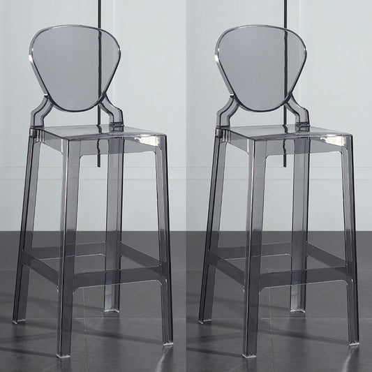 Footrest Furniture Modern Style Plastic Low Back Counter Stool with 4 Legs Smoke Gray 2 Piece Set