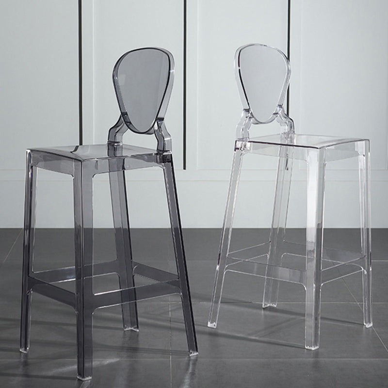 Footrest Furniture Modern Style Plastic Low Back Counter Stool with 4 Legs