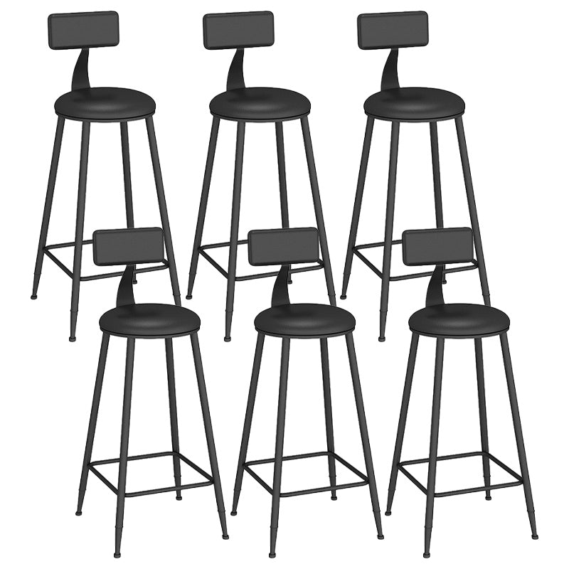 Industrial Backrest Counter Stool Iron Bar Stool with Leather Cushion and Footrest