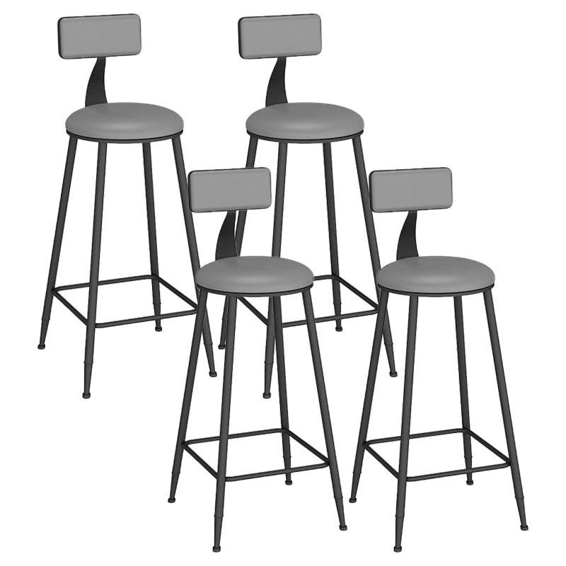 Industrial Backrest Counter Stool Iron Bar Stool with Leather Cushion and Footrest