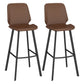 Industrial Backrest Counter Stool Iron Bar Stool with Leather Cushion and Footrest