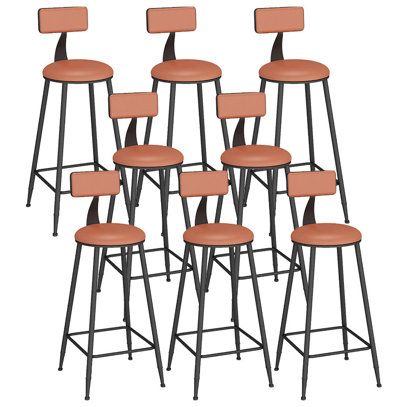 Industrial Backrest Counter Stool Iron Bar Stool with Leather Cushion and Footrest