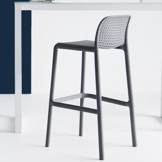 Modern Plastic Footrest Bar Stool Low Back Coffee Shop Counter & Bar Stool Grey 1 Piece